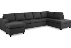 Crazy 5-seters Høyrevendt U-formet X-Large Sofa med Divan og Sjeselong i Stoff