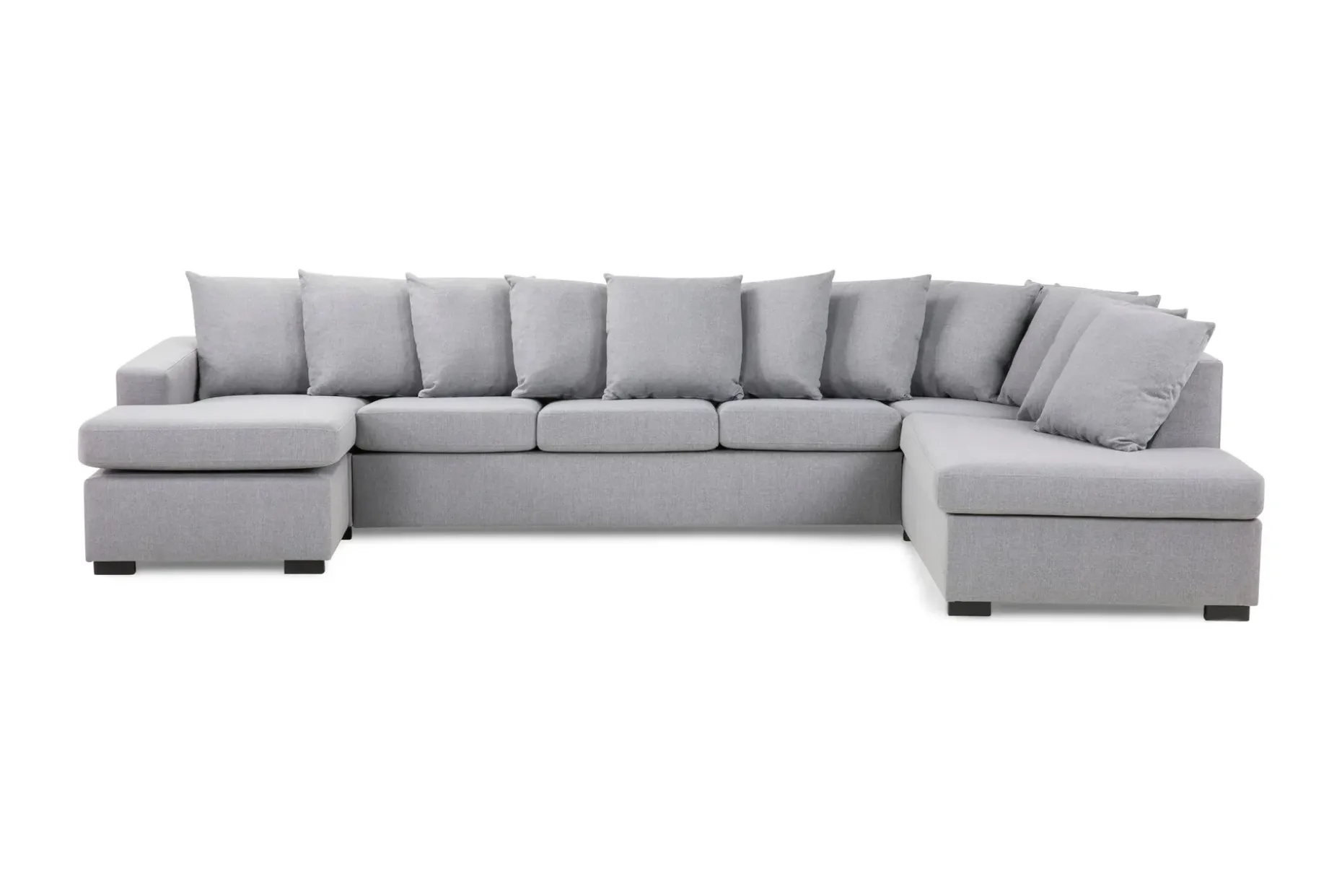 Crazy 5-seters Høyrevendt U-formet X-Large Sofa med Divan og Sjeselong i Stoff inkl. Pynteputer