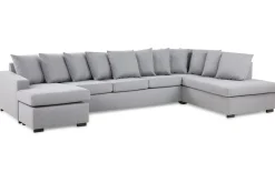 Crazy 5-seters Høyrevendt U-formet X-Large Sofa med Divan og Sjeselong i Stoff inkl. Pynteputer