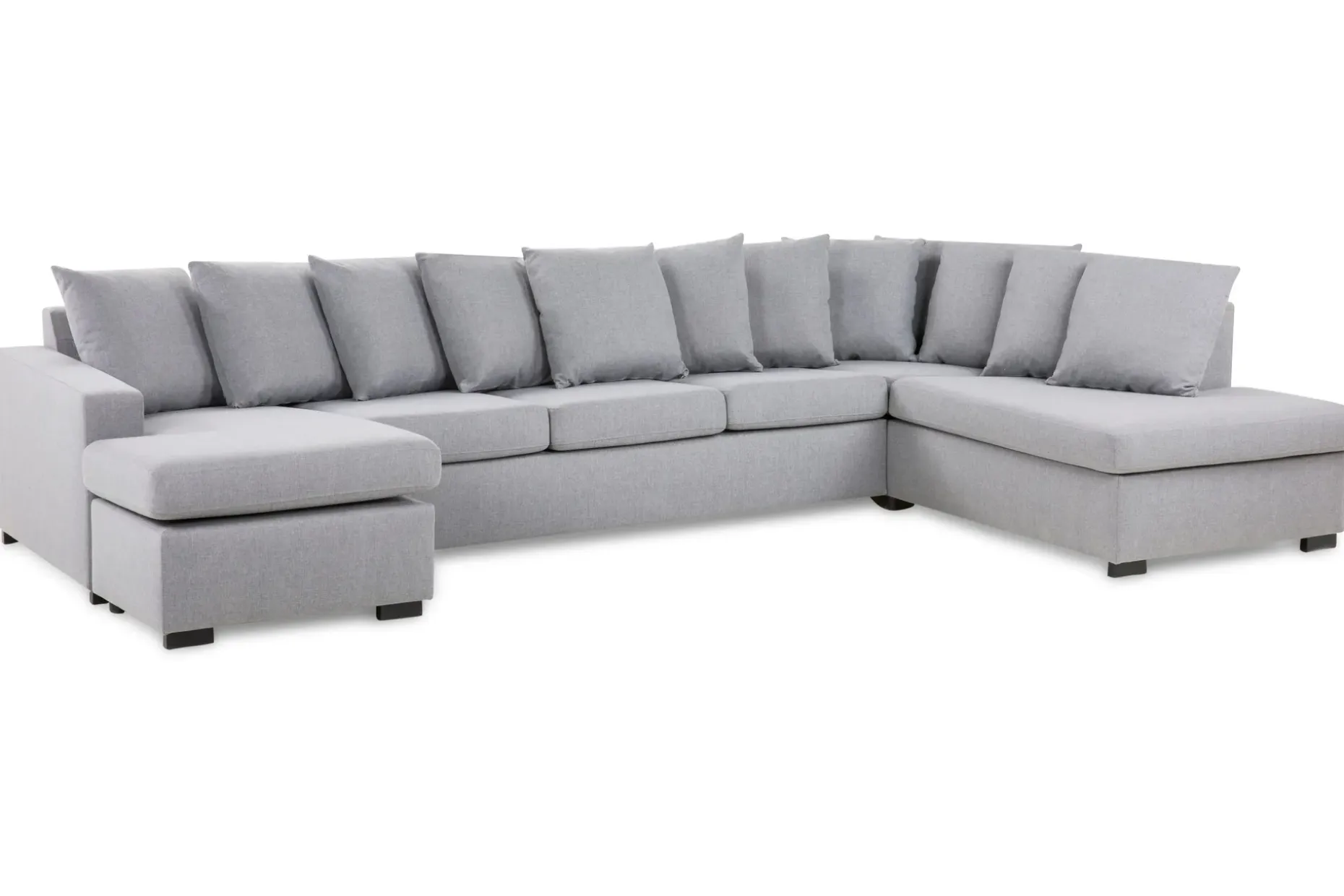 Crazy 5-seters Høyrevendt U-formet X-Large Sofa med Divan og Sjeselong i Stoff inkl. Pynteputer