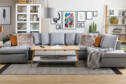 Crazy 5-seters Høyrevendt U-formet X-Large Sofa med Divan og Sjeselong i Stoff inkl. Pynteputer