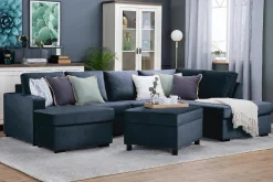 Crazy 4-seters Høyrevendt U-formet Large Sofa med Divan og Sjeselong i Fløyel