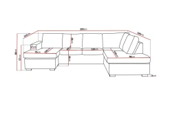 Crazy 4-seters Høyrevendt U-formet Large Sofa med Divan og Sjeselong i Fløyel