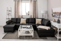 Crazy 5-seters Høyrevendt U-formet X-Large Sofa med Divan og Sjeselong i Kunstlær