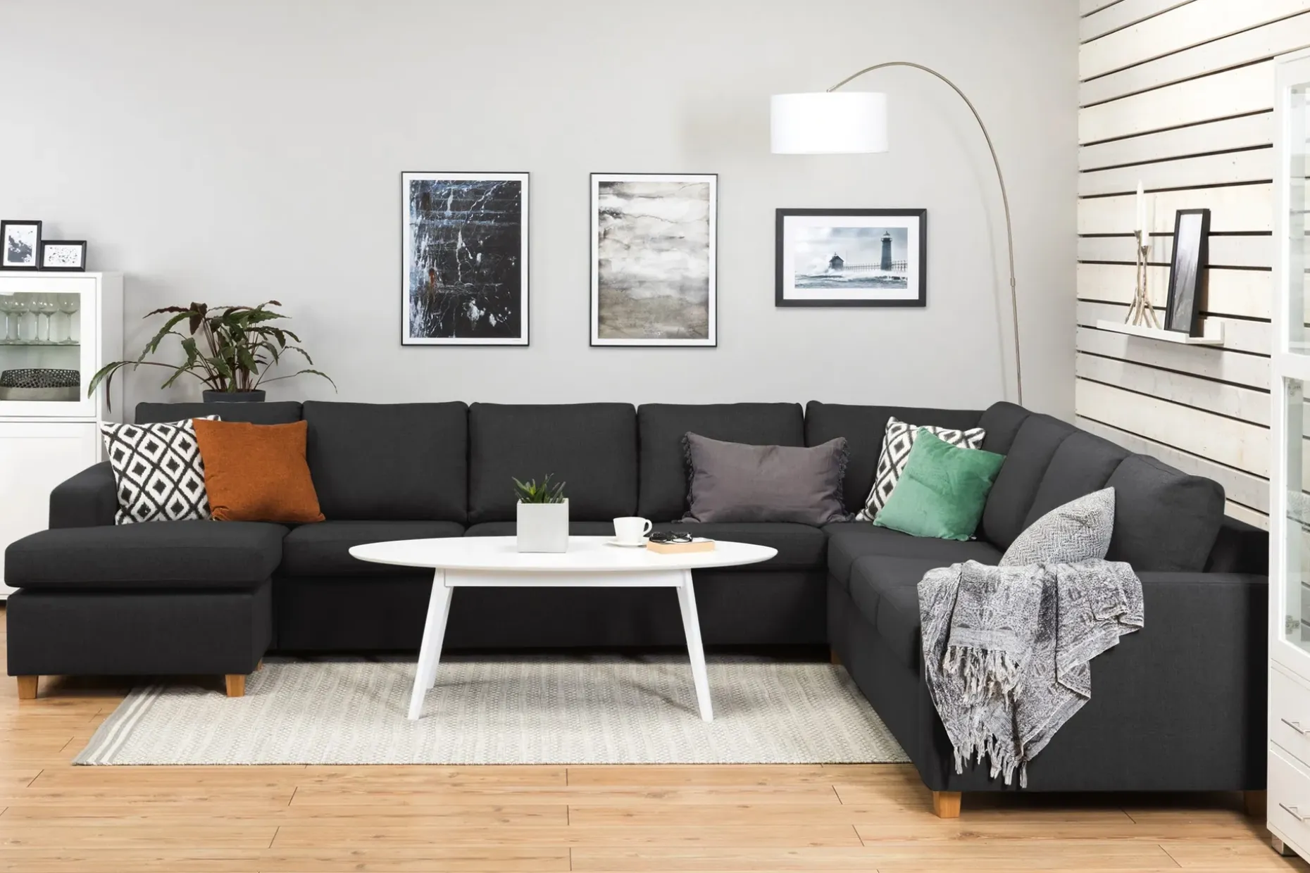 Crazy 7-seters Vendbar U-formet XX-Large Hjørnesofa med Divan i Stoff