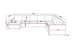 Crazy 7-seters Vendbar U-formet XX-Large Hjørnesofa med Divan i Stoff