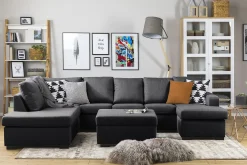 Crazy 5-seters Venstrevendt U-formet Sofa med Divan og Sjeselong i Stoff