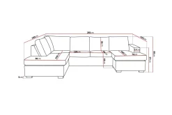 Crazy 4-seters Venstrevendt U-formet Large Sofa med Divan og Sjeselong i Stoff