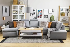 Crazy 5-seters Venstrevendt U-formet X-Large Sofa med Divan og Sjeselong i Stoff