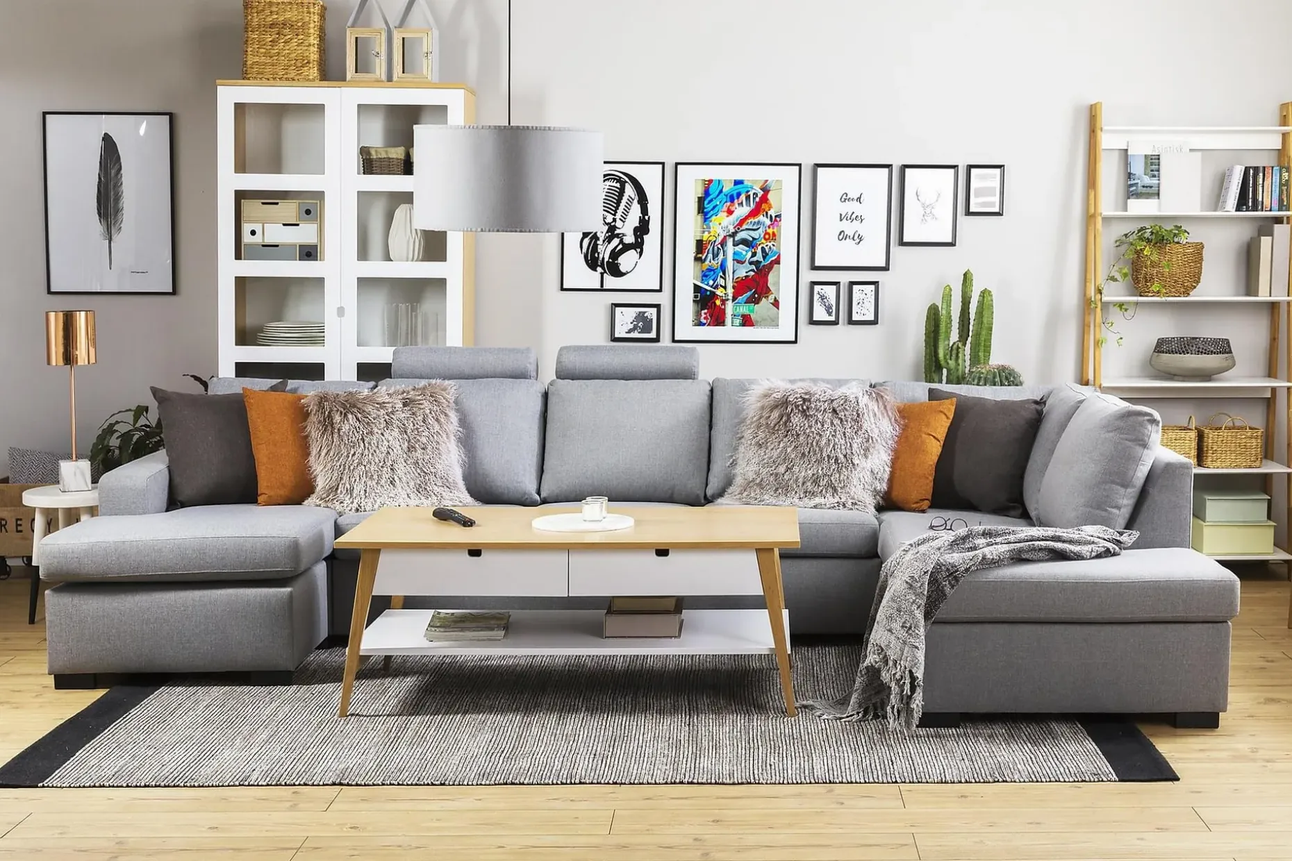 Crazy 5-seters Venstrevendt U-formet X-Large Sofa med Divan og Sjeselong i Stoff