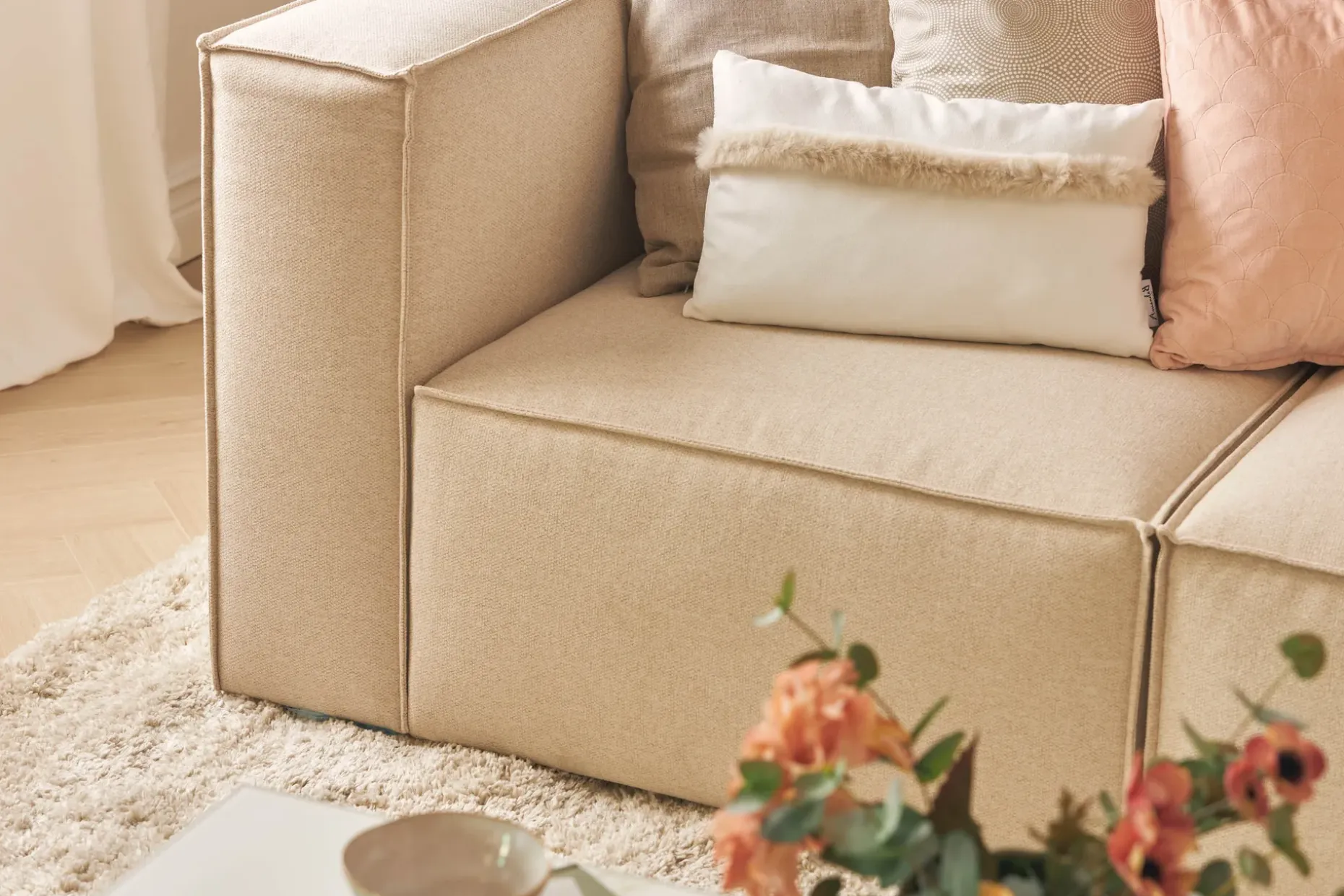 Cubo 4-seters L-formet Dyp Modulsofa med Divan i Stoff