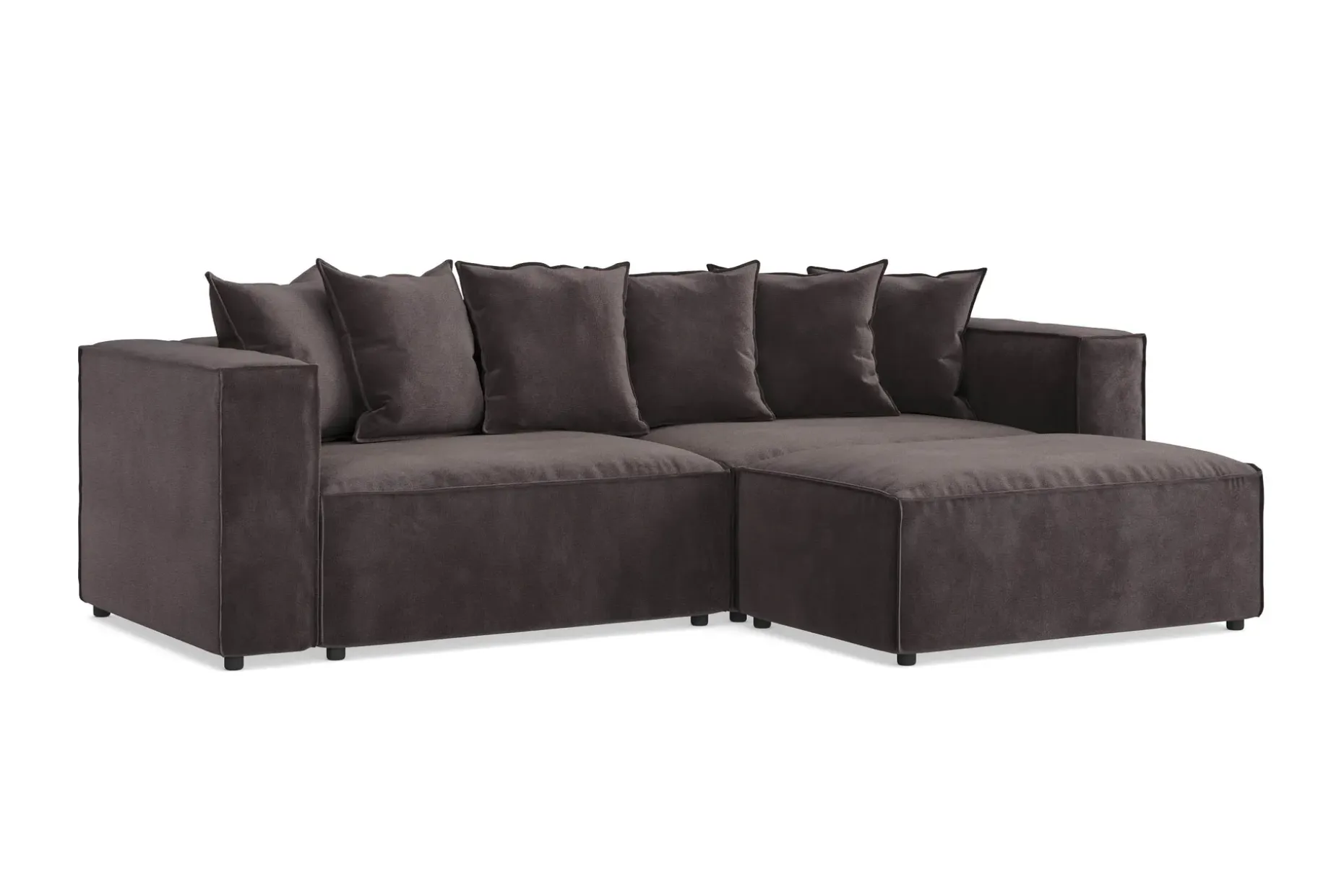 Cubo 4-seters L-formet Dyp Modulsofa med Divan i Fløyel