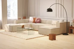 Cubo 5-seters U-formet Dyp Modulsofa med Divan og Sjeselong i Fløyel
