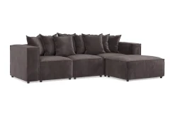 Cubo 4-seters Vendbar L-formet Dyp Modulsofa med Divan i Fløyel