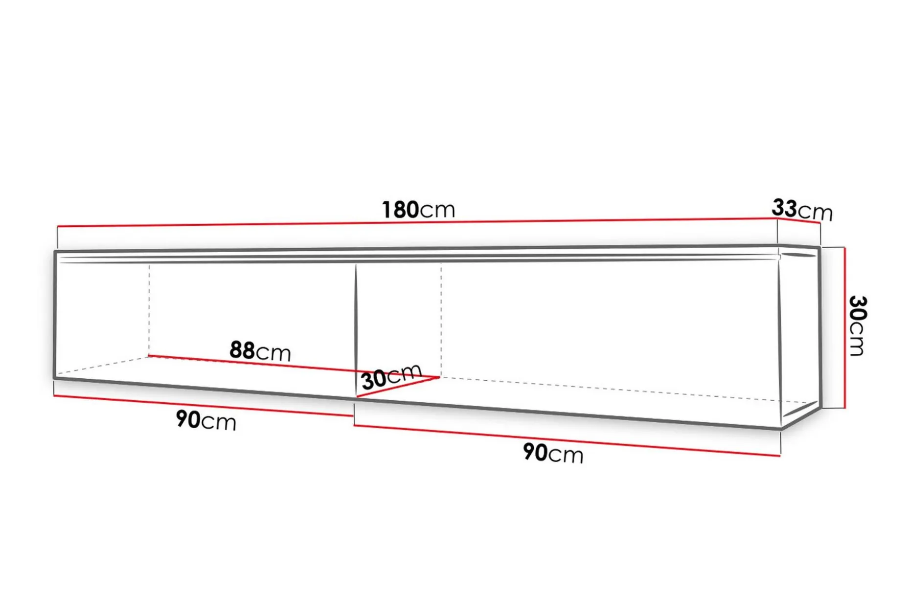 Cuguen TV-benk 180 cm LED-belysning
