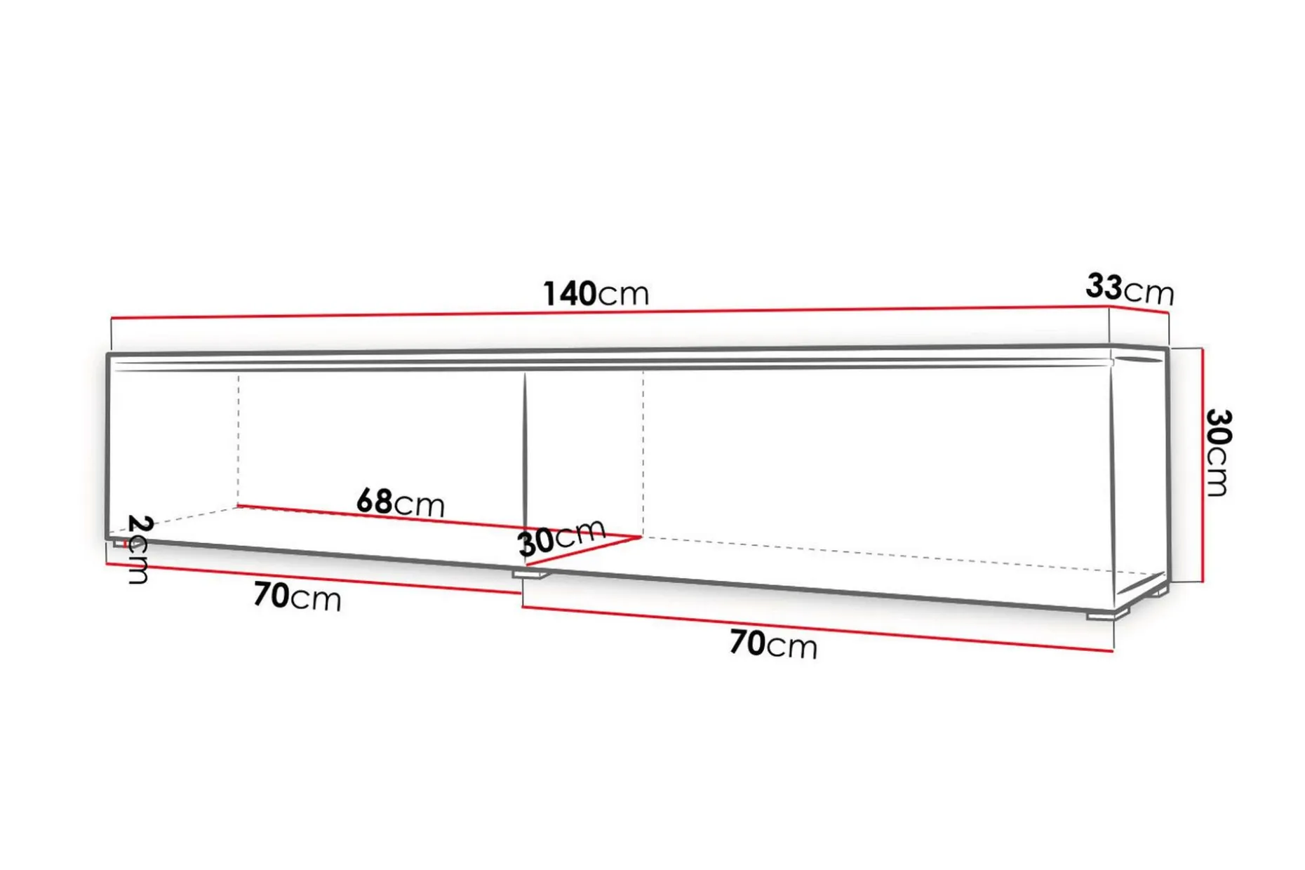 Cuguen Tv-skap 140 cm Hvit LED