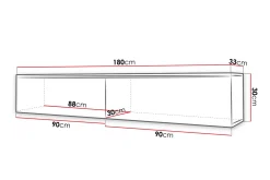 Cuguen Vegghengt TV-benk med oppbevaring 180x32x30 cm