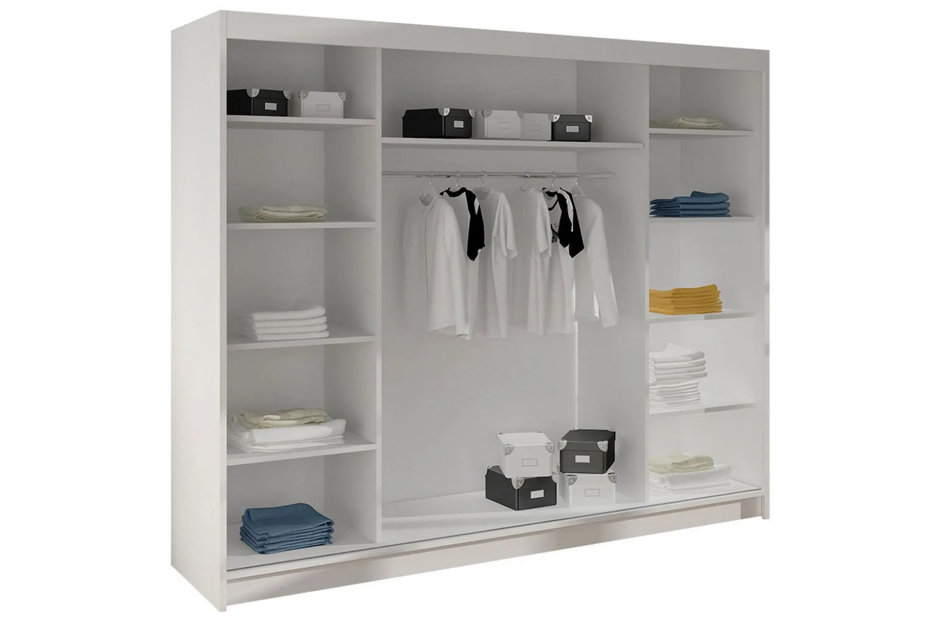 Cyria Garderobe med romslig Oppbevaring og Skyvedører med Speil 200x215 cm