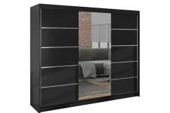 Cyria Garderobe med romslig Oppbevaring og Skyvedører med Speil 200x215 cm