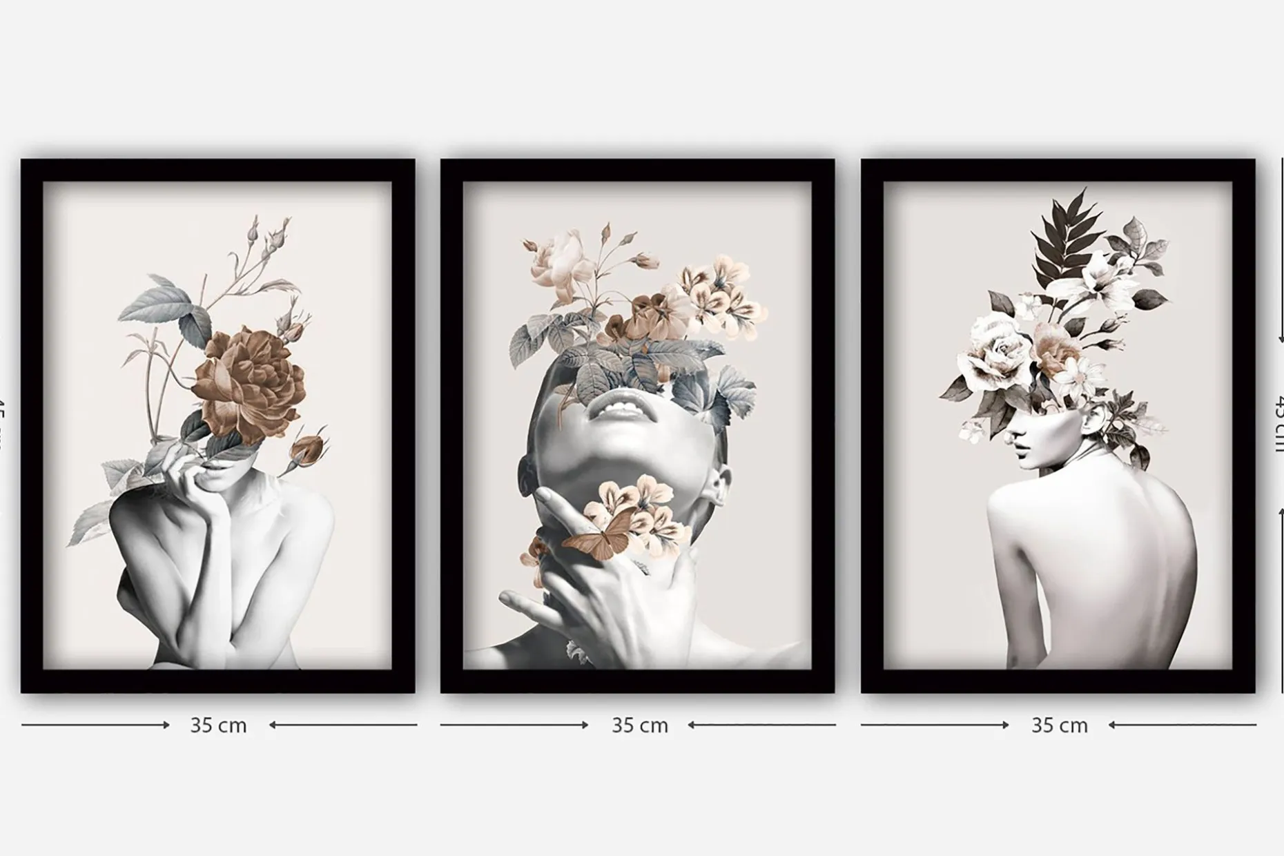 Decorative Framed Painting (3 Pieces) 35x45
