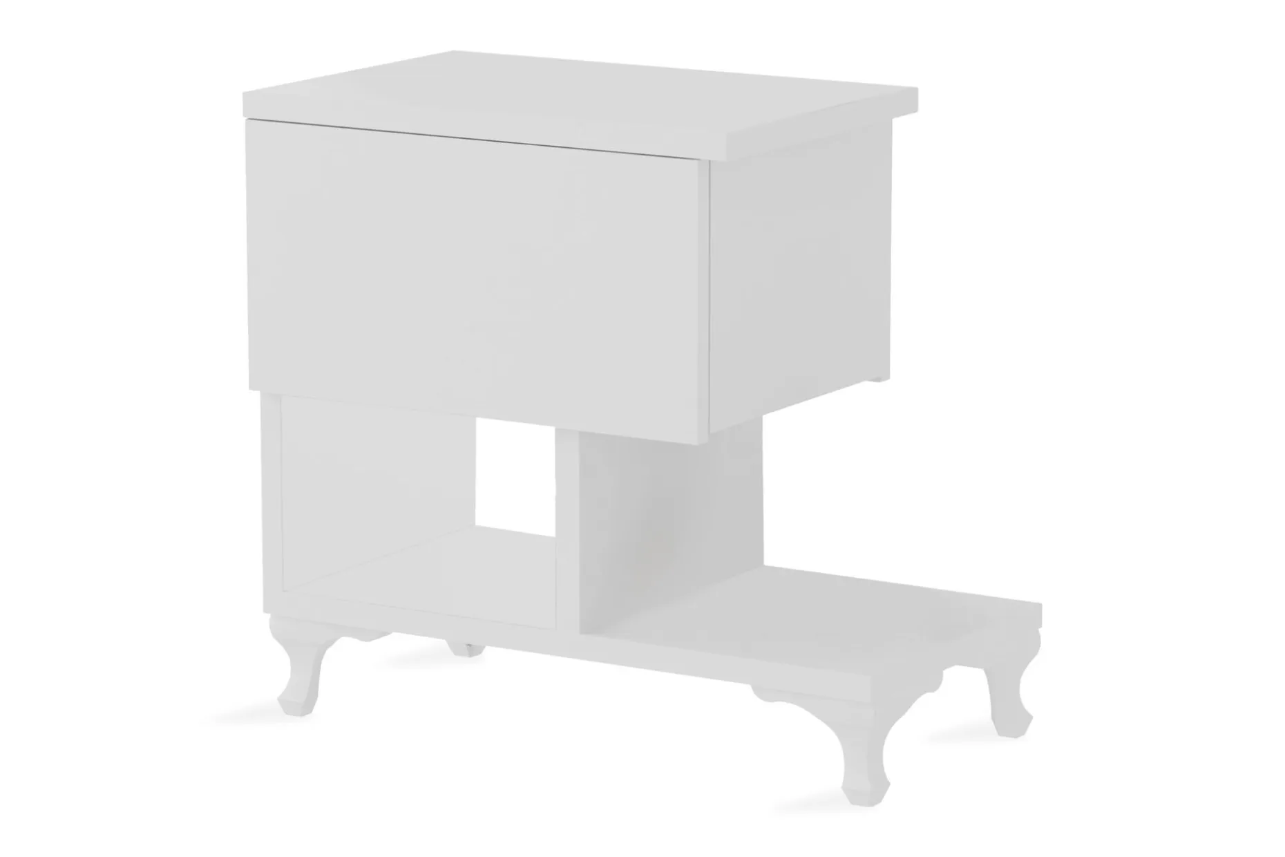 Decorotika Nattbord 46 cm med Oppbevaring Skuff + Hyller Ben