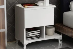 Decorotika Nattbord 46 cm med Oppbevaring Skuff + Hyller Ben