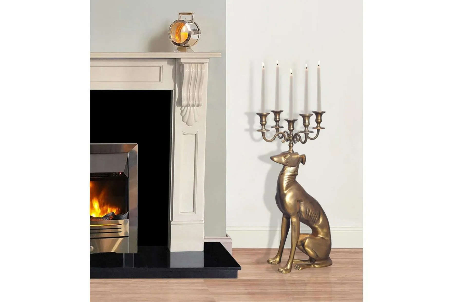 Dekorativ figur Wohnling Lysestake Greyhound Aluminium Moderne