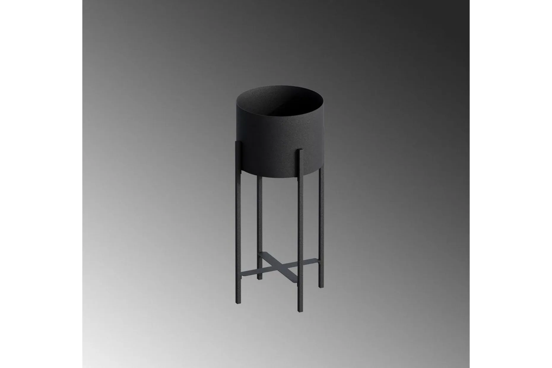 Dekorativ potte Mirven Svart 23 x 23 x 48 cm