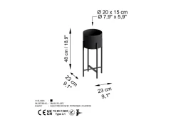 Dekorativ potte Mirven Svart 23 x 23 x 48 cm