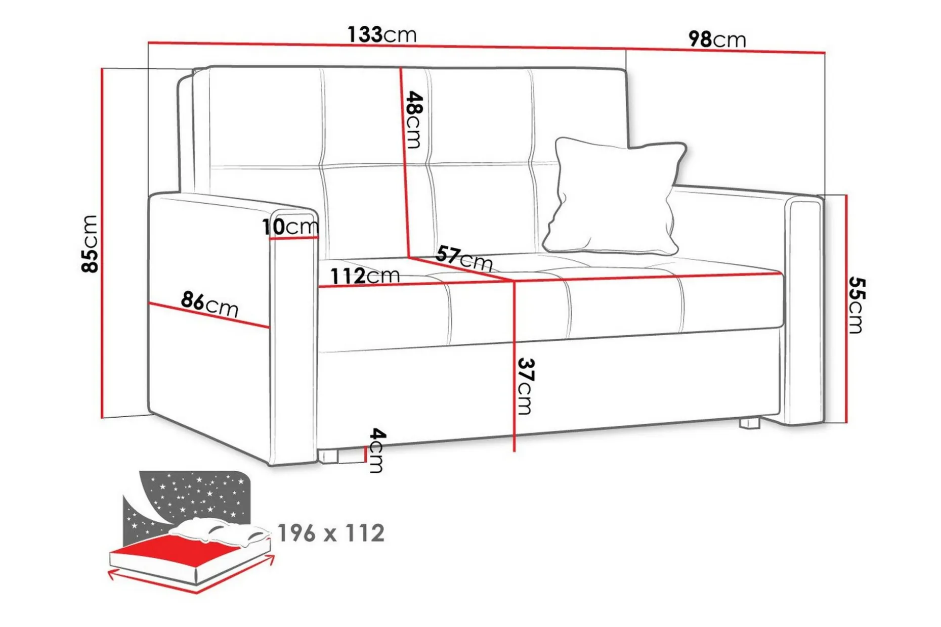 Denegal 2-seters Sovesofa