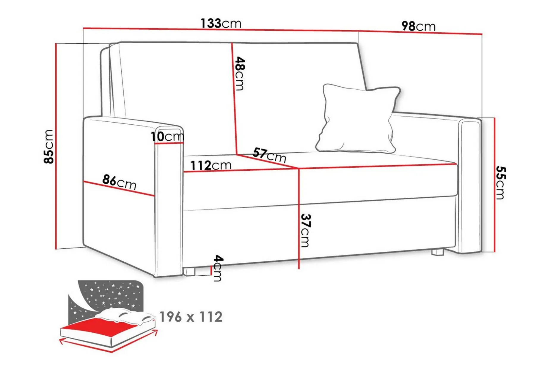 Denegal 2-seters Sovesofa