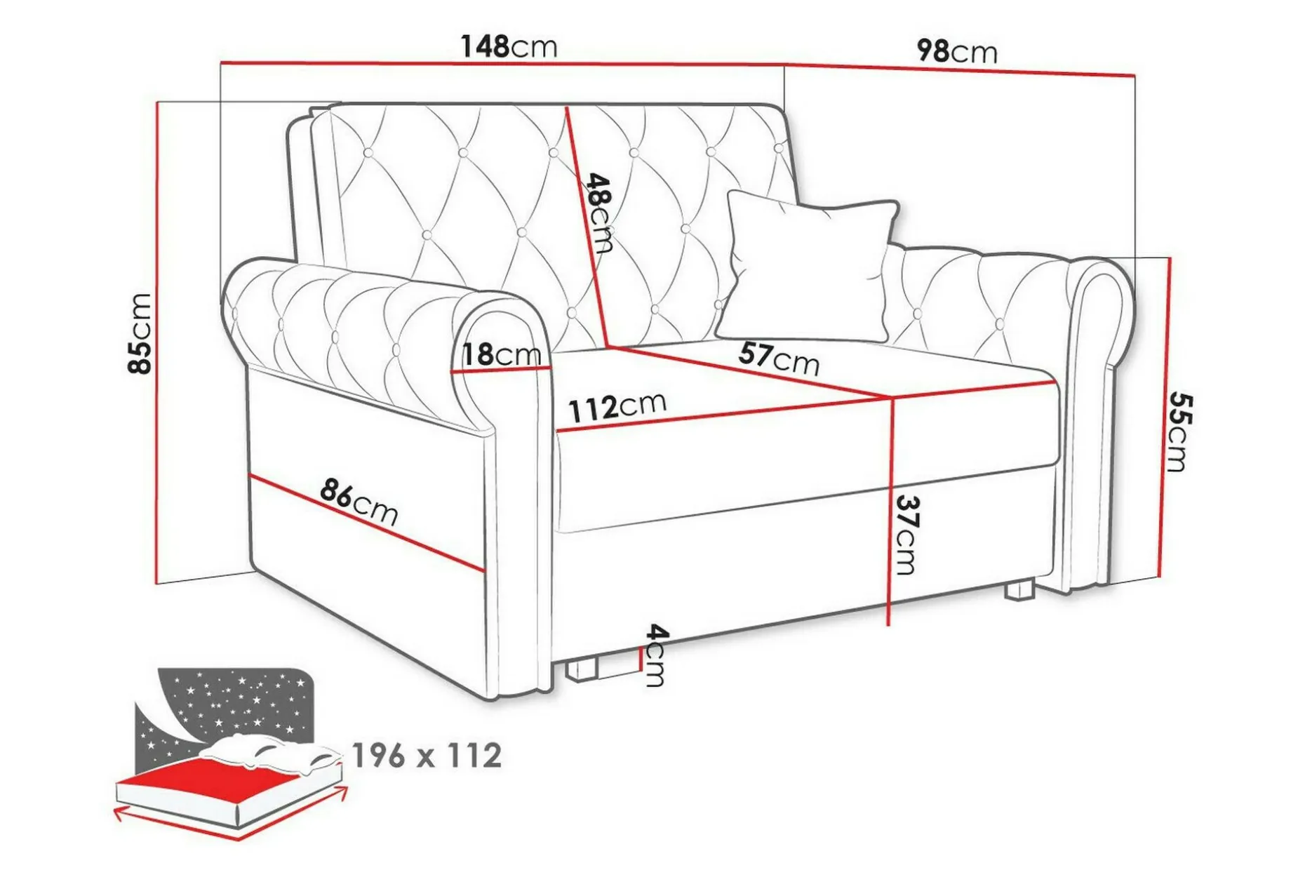Denegal 2-seters Sovesofa