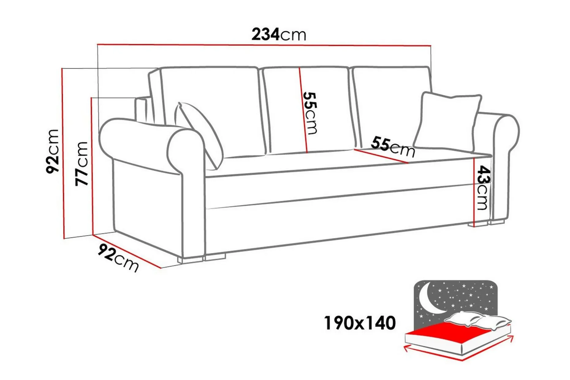 Denegal 3-sits Bäddsoffa beige