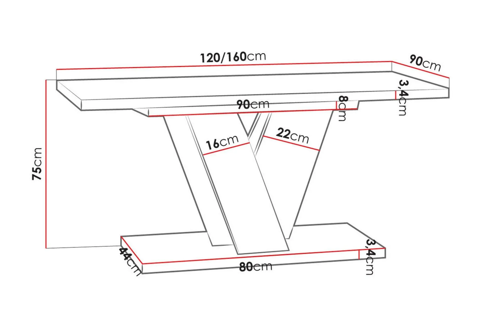 Denogal Matbord 90 cm Black