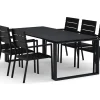 Devon utendørs spisegruppe 210x100 cm med 6 stablebare Tunis-stoler