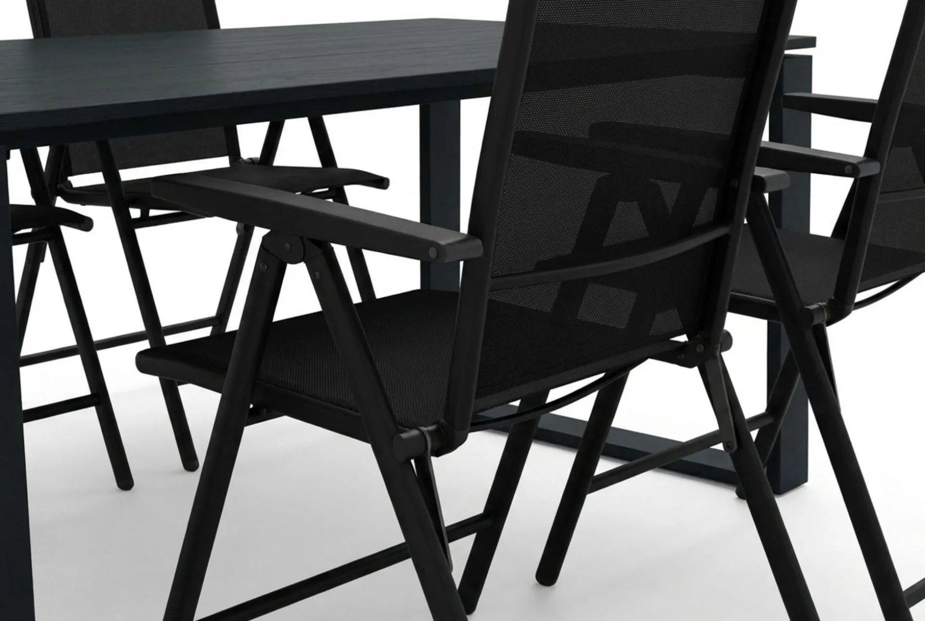 Devon utendørs spisegruppe 210x100 cm med 6 Sanna regulerbare stoler