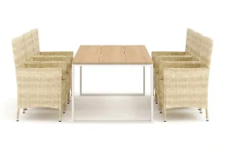 Devon utendørs spisegruppe 210x100 cm med 6 Thor-stoler med armlener