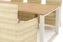 Devon utendørs spisegruppe 210x100 cm med 6 Thor-stoler med armlener