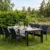 Devon utendørs spisegruppe 210x100 cm med 6 Thor Light utestoler med armlener