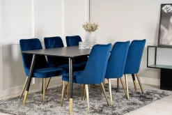Dipp Spisegruppe 180 cm Rektangulær med 6 Velvet Stoler