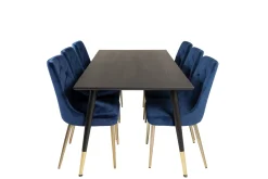 Dipp Spisegruppe 180 cm Rektangulær med 6 Velvet Stoler