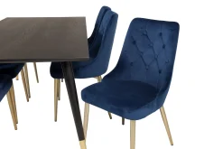Dipp Spisegruppe 180 cm Rektangulær med 6 Velvet Stoler