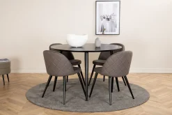 Dipp Spisegruppe 115 cm Rund med 4 Velvet Stoler