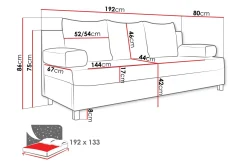 Dover Sovesofa 192x80x80 cm