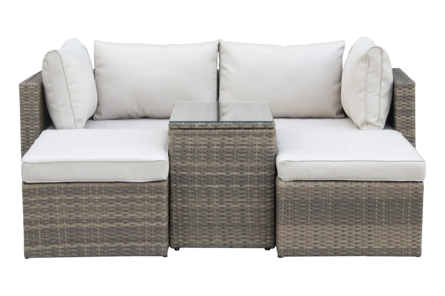Dramilo loungegruppe i kunstrotting med bord og puter