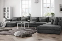 Dubai stor U-modulsofa Large med divan høyre fløyel ekstra dyp