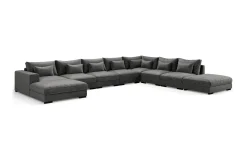 Dubai stor U-modulsofa med divan venstre fløyel 527 cm ekstra dyp