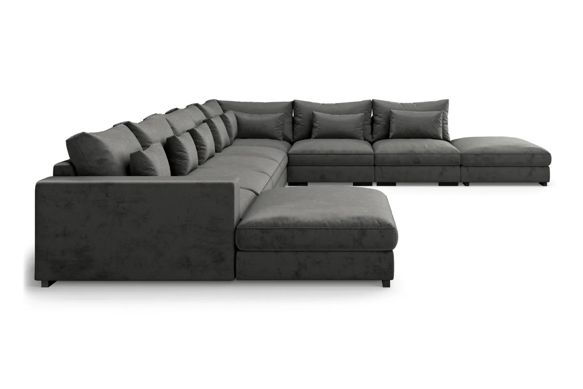 Dubai stor U-modulsofa med divan venstre fløyel 527 cm ekstra dyp