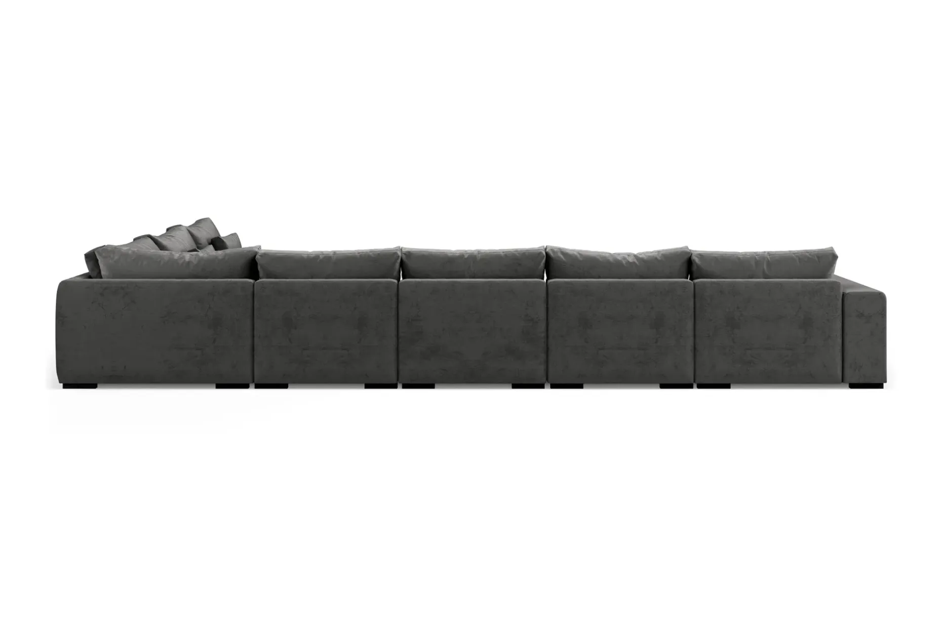 Dubai stor U-modulsofa med divan venstre fløyel 527 cm ekstra dyp