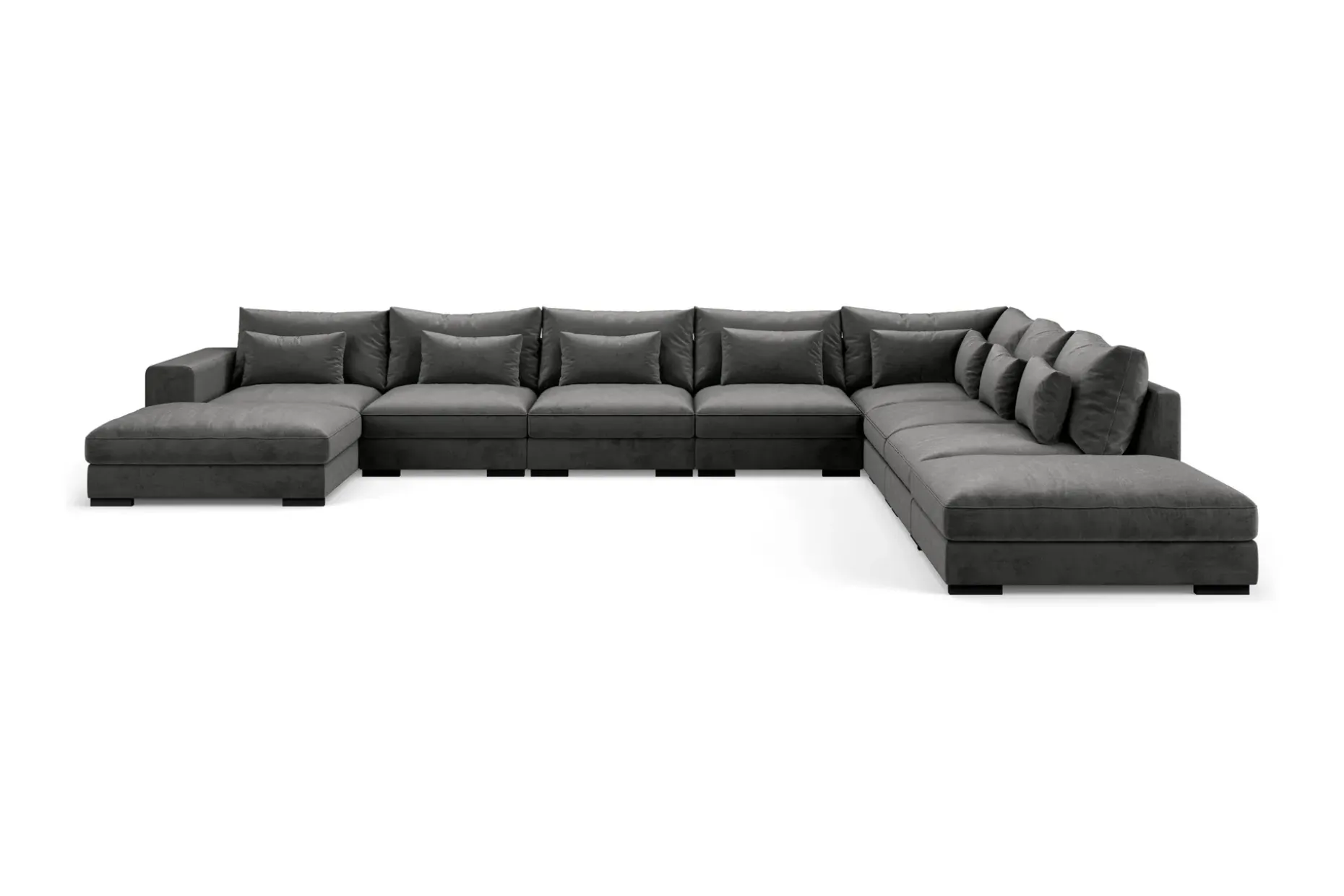 Dubai stor U-modulsofa med divan venstre fløyel 527 cm ekstra dyp